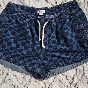 Roxy Blue Checkered Athletic Shorts